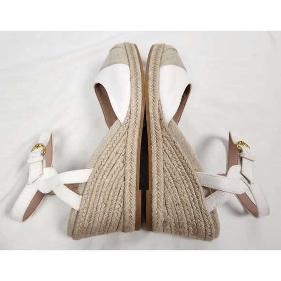 Cole Haan Sz. 10.5 B Cloudfeel Espadrille Wedge Sandals In White/Taupe NWOT - Picture 7 of 9